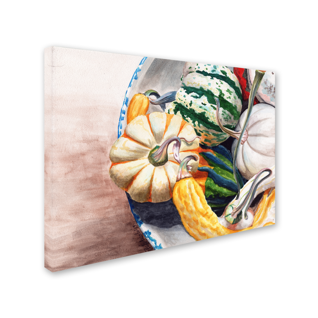 Jennifer Redstreake 'Autumn Gourds' 14 X 19 Canvas Art