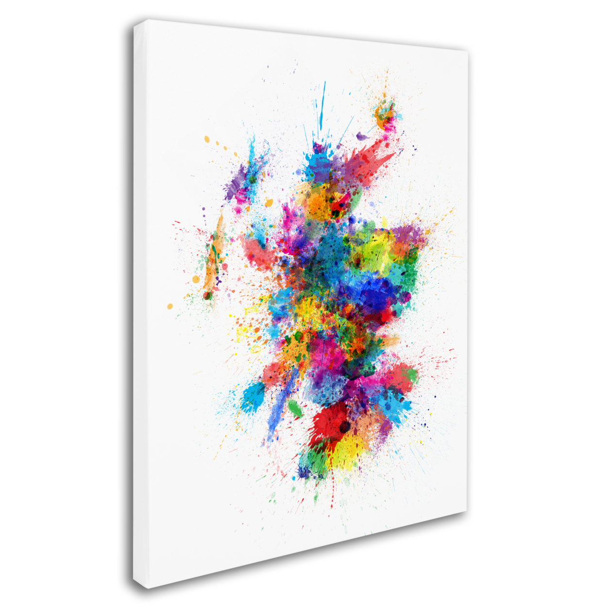 Michael Tompsett 'Scotland Paint Splashes Map' 14 X 19 Canvas Art