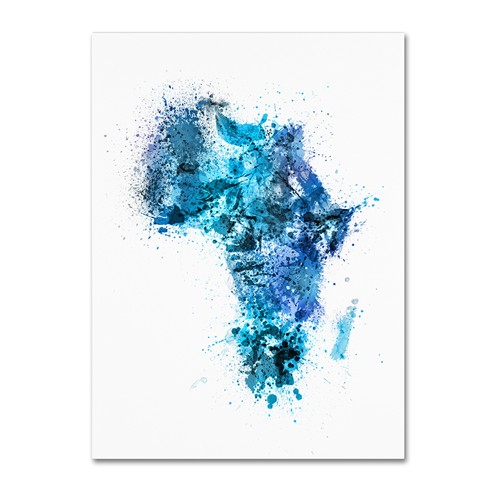 Michael Tompsett 'Paint Splashes Map Of Africa' 14 X 19 Canvas Art