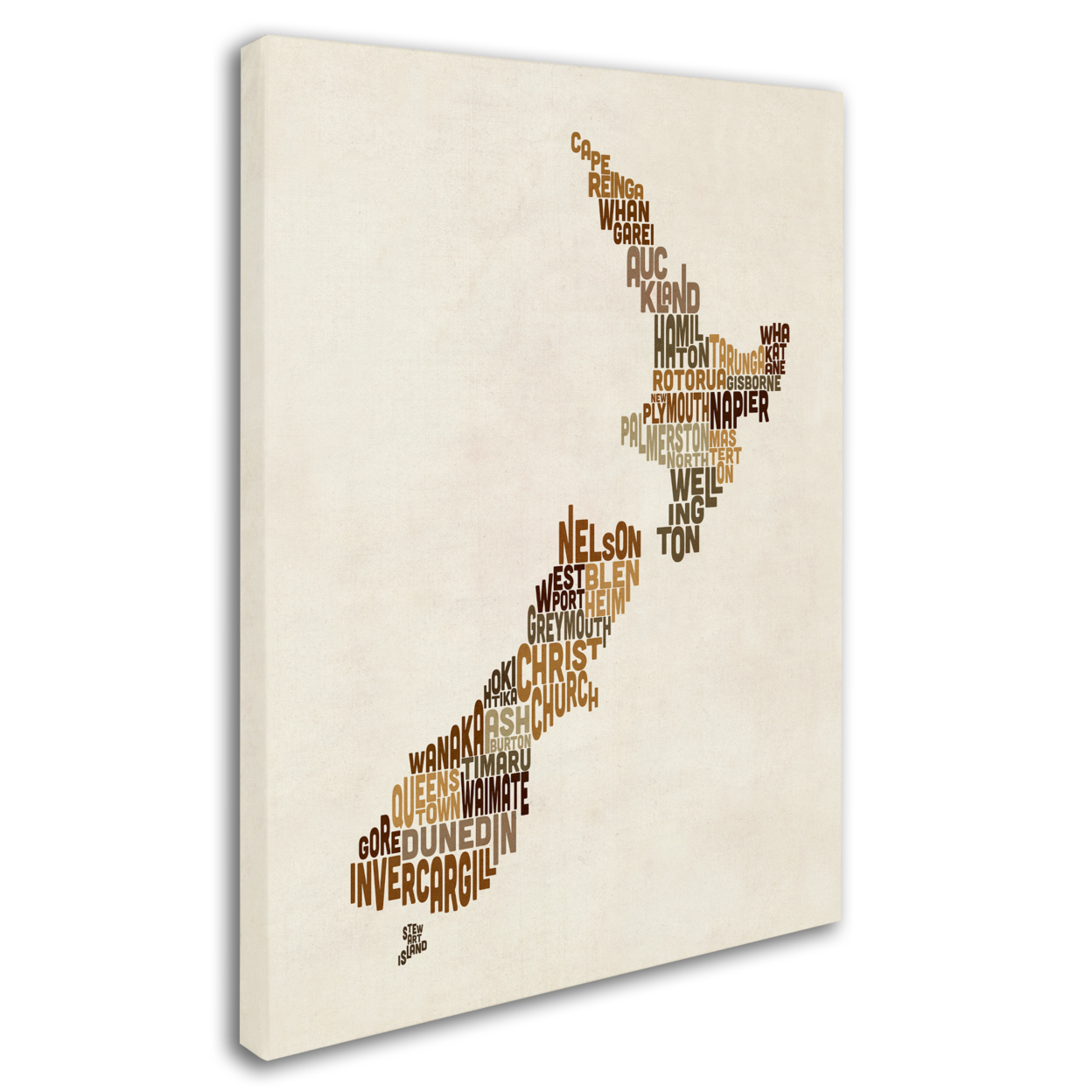 Michael Tompsett 'New Zealand Typography Map 2' 14 X 19 Canvas Art