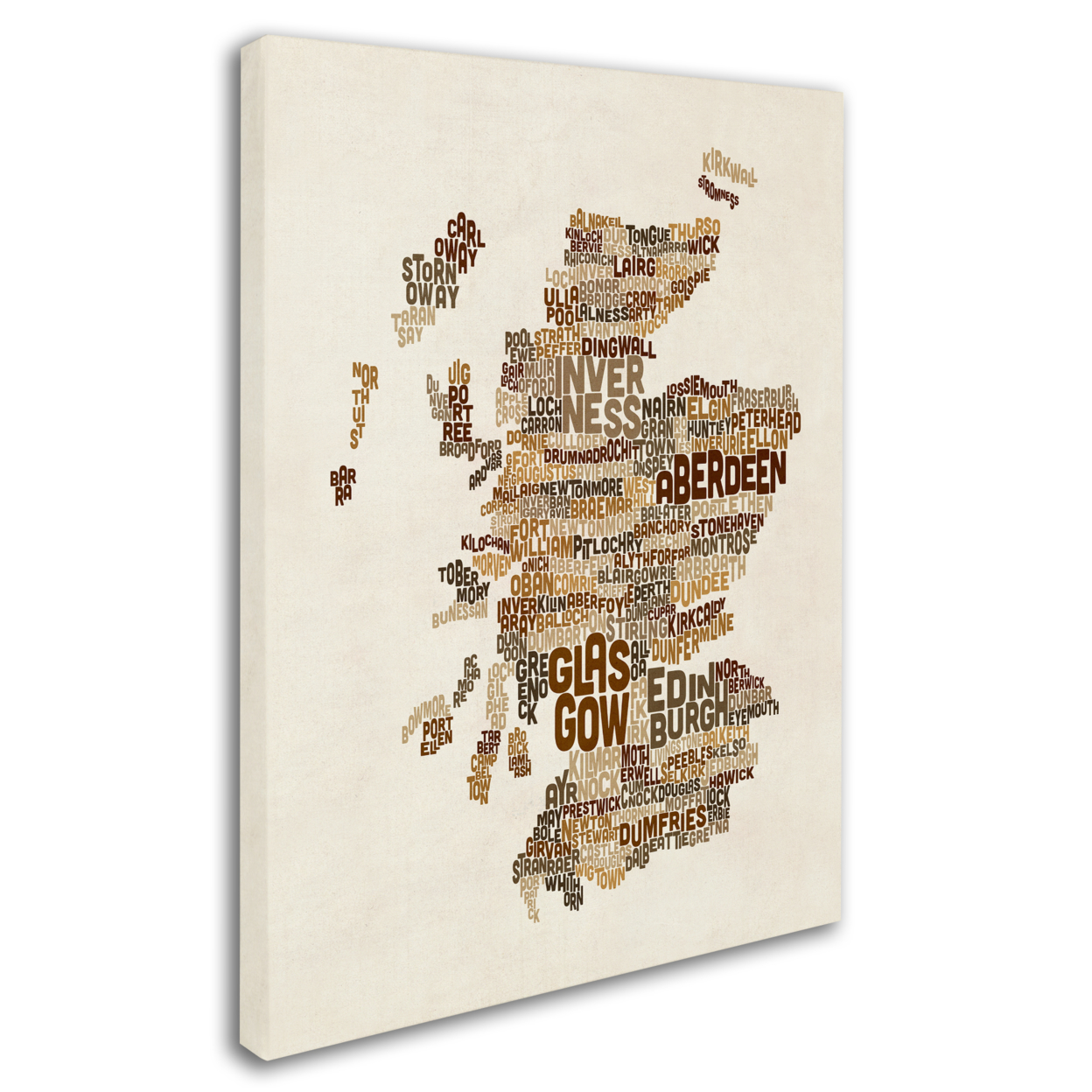 Michael Tompsett 'Scotland Typography Text Map 3' 14 X 19 Canvas Art