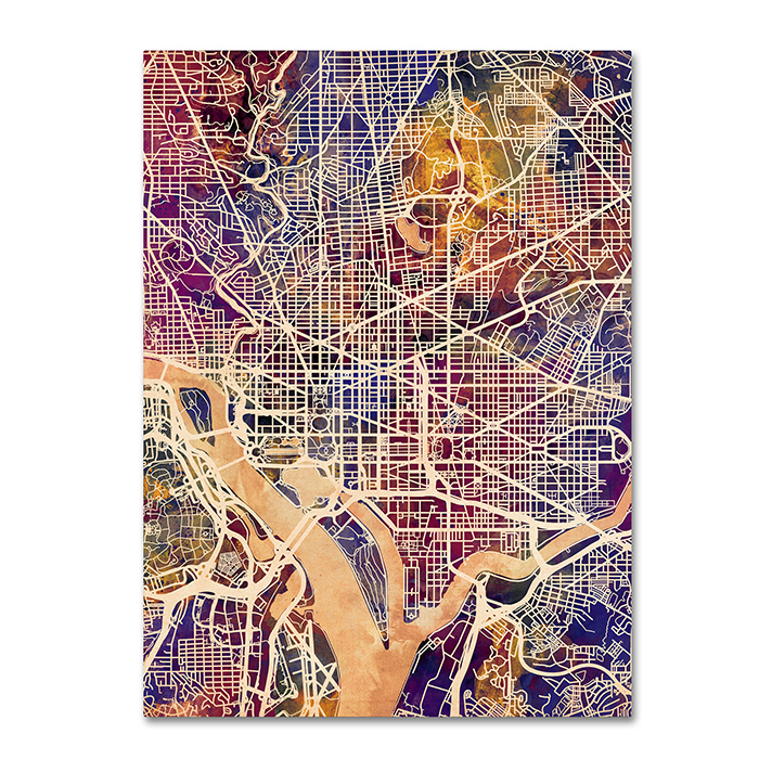 Michael Tompsett 'Washington DC Street Map 2' 14 X 19 Canvas Art