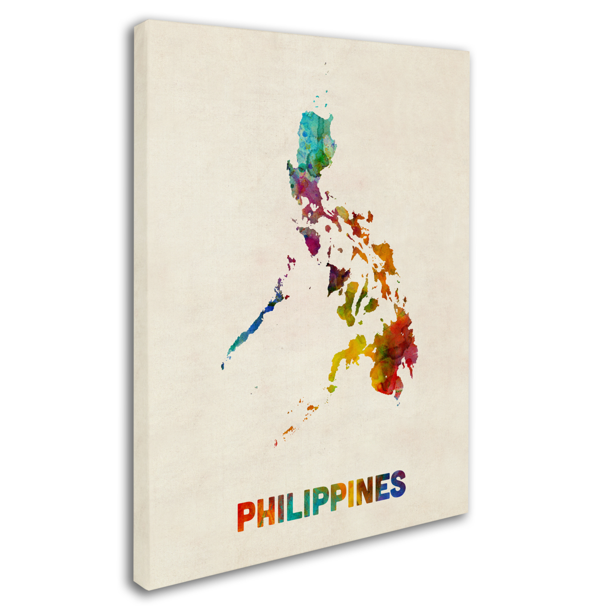 Michael Tompsett 'Philippines Watercolor Map' 14 X 19 Canvas Art
