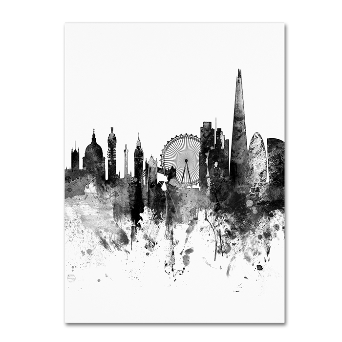 Michael Tompsett 'London Skyline Tall B&W' 14 X 19 Canvas Art