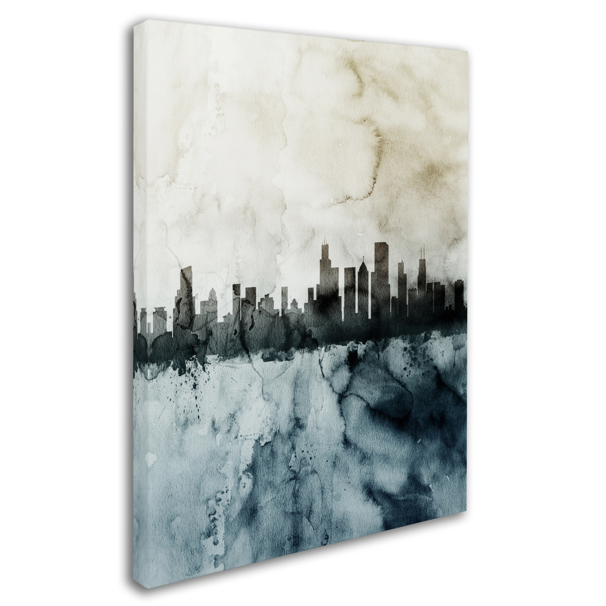 Michael Tompsett 'Chicago IL Skyline Tall 2 ' 14 X 19 Canvas Art