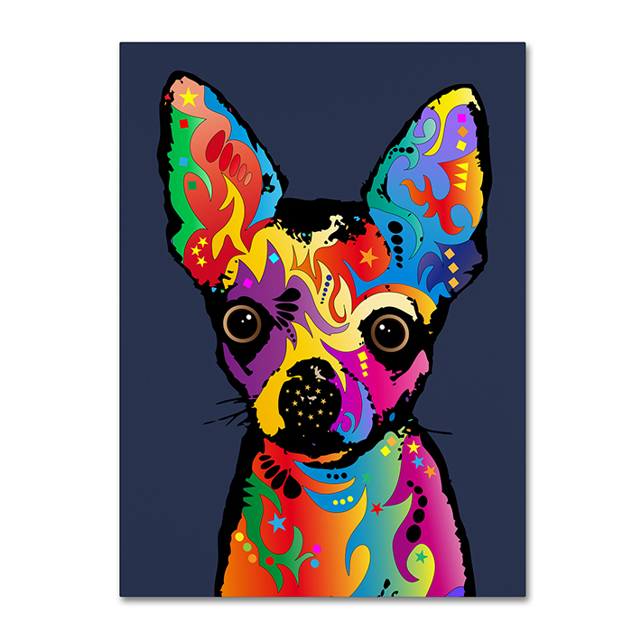 Michael Tompsett 'Chihuahua Dog Blue' 14 X 19 Canvas Art