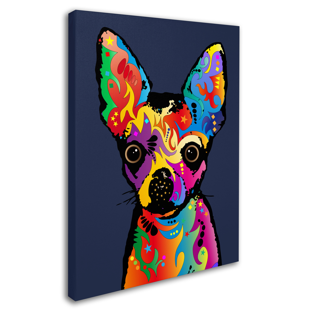 Michael Tompsett 'Chihuahua Dog Blue' 14 X 19 Canvas Art