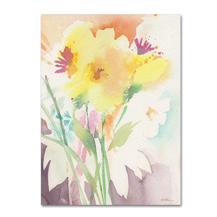 Sheila Golden 'Yellow Flower Blossoming' 14 X 19 Canvas Art