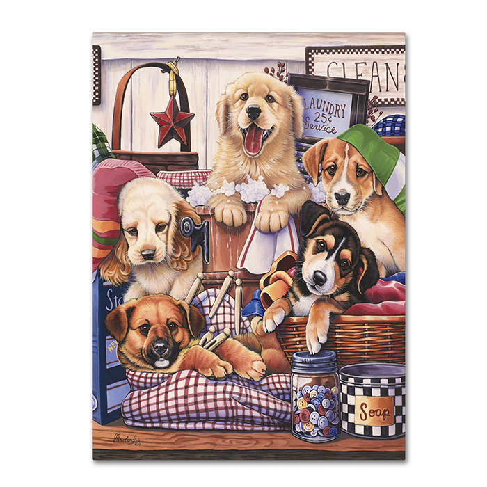 Jenny Newland 'Suds And Pups' 14 X 19 Canvas Art