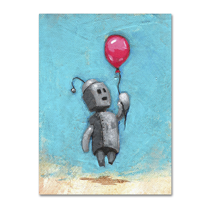 Craig Snodgrass 'Robot With Red Balloon' 14 X 19 Canvas Art