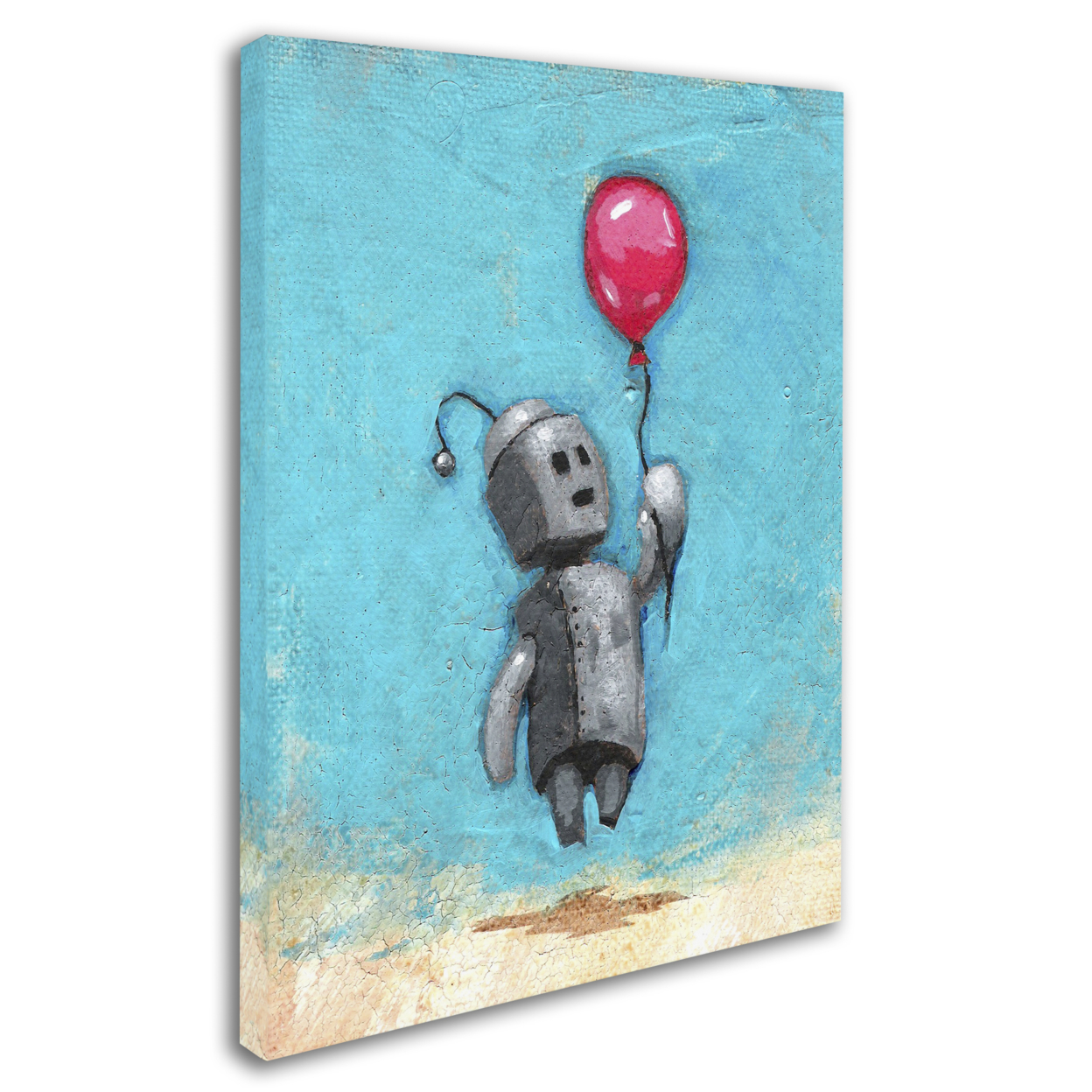Craig Snodgrass 'Robot With Red Balloon' 14 X 19 Canvas Art
