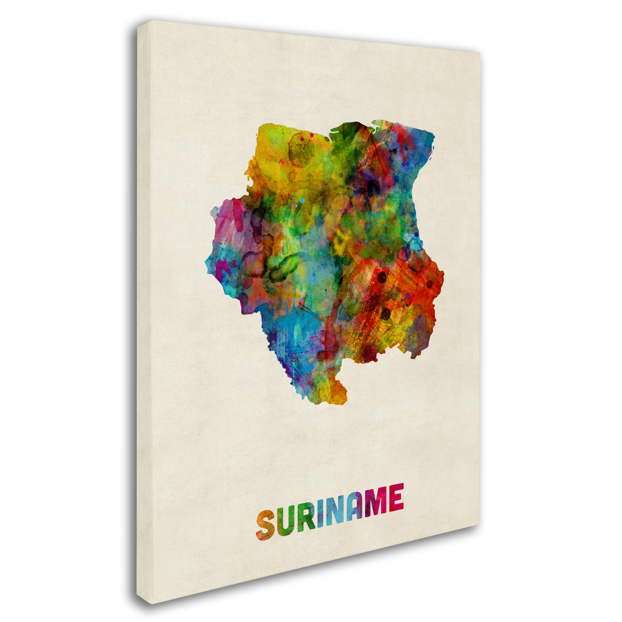 Michael Tompsett 'Suriname Watercolor Map' 14 X 19 Canvas Art