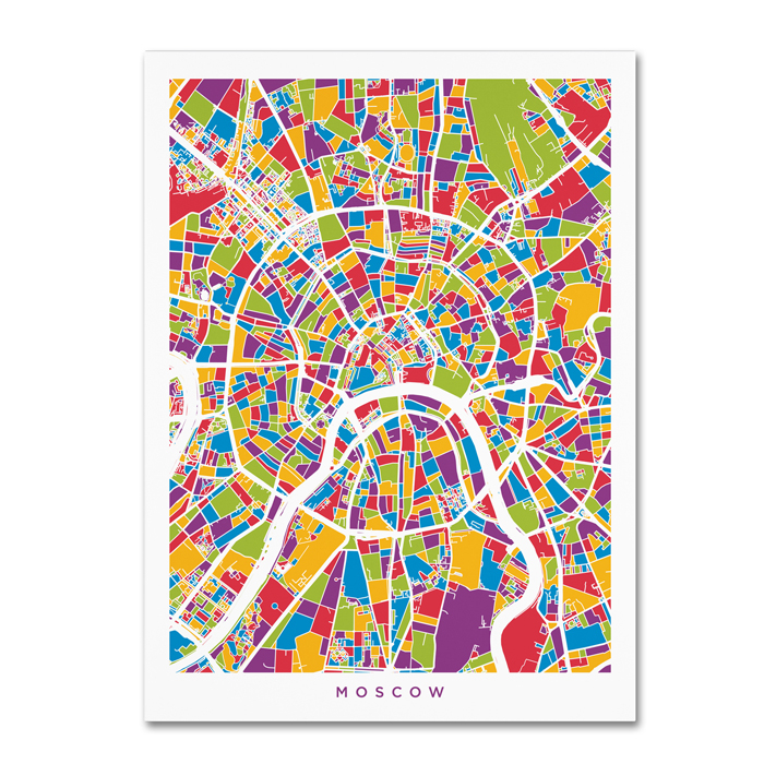 Michael Tompsett 'Moscow City Street Map II' 14 X 19 Canvas Art