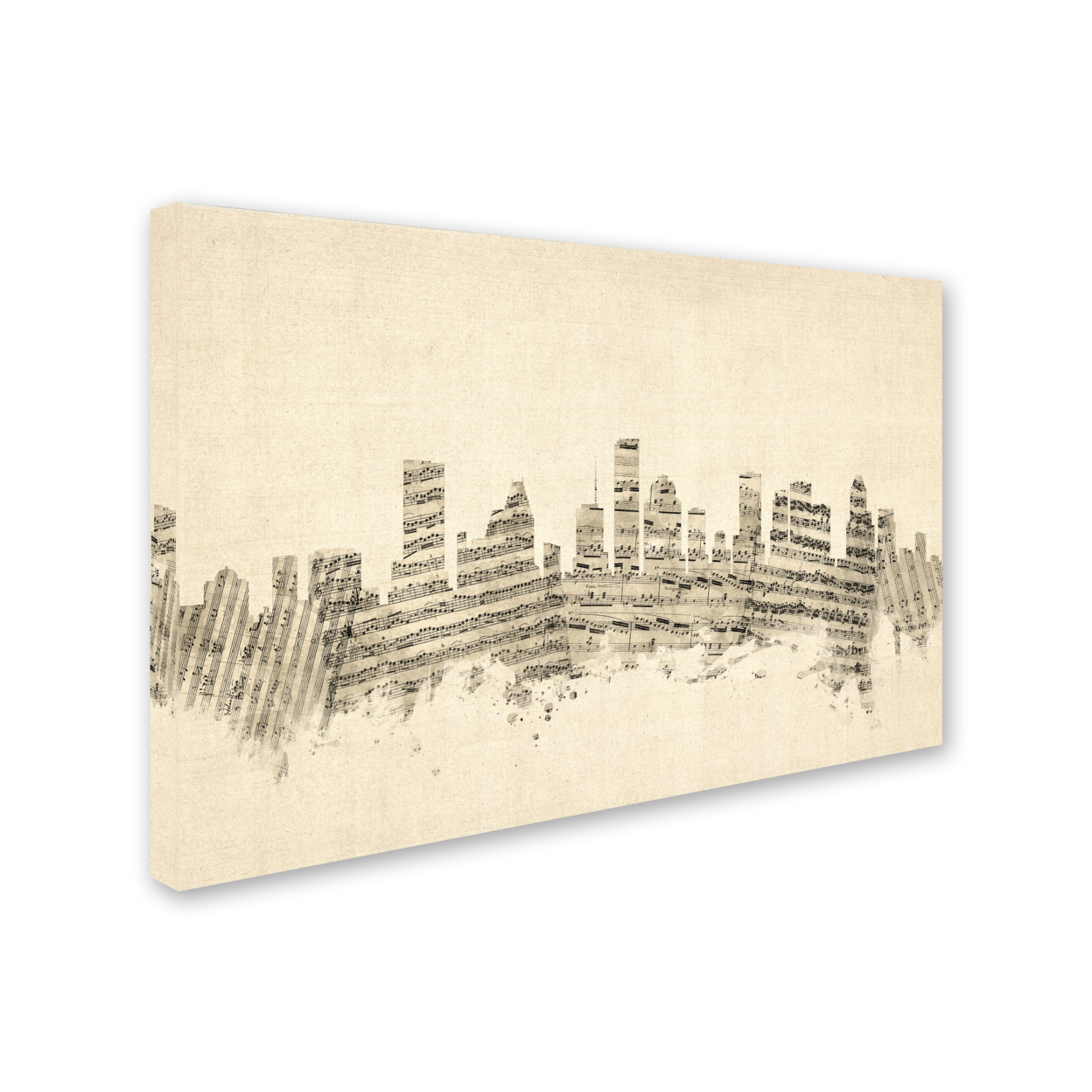 Michael Tompsett 'Houston Texas Skyline Sheet Music' 14 X 19 Canvas Art
