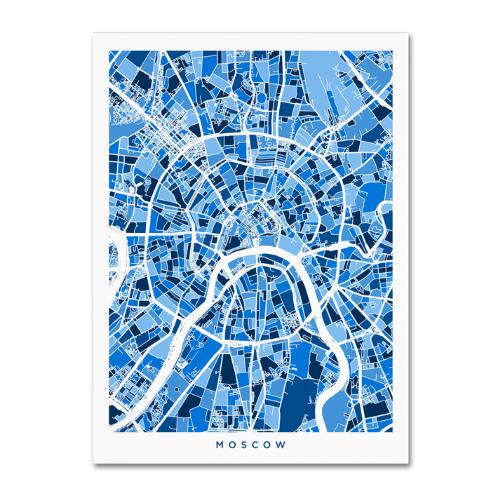 Michael Tompsett 'Moscow City Street Map III' 14 X 19 Canvas Art