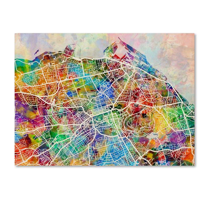 Michael Tompsett 'Edinburgh Street Map' 14 X 19 Canvas Art