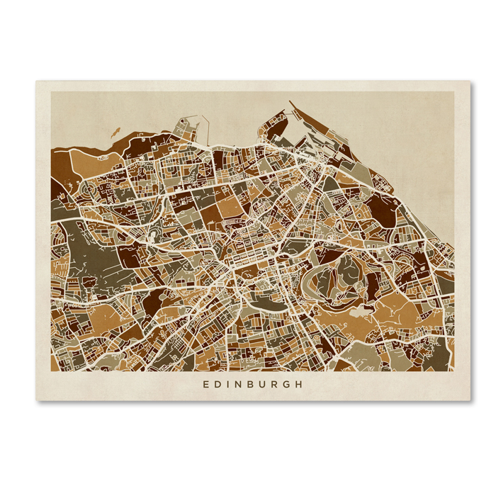 Michael Tompsett 'Edinburgh Street Map II' 14 X 19 Canvas Art