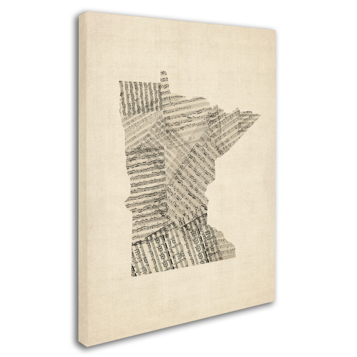 Michael Tompsett 'Old Sheet Music Map Of Minnesota' 14 X 19 Canvas Art
