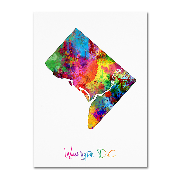 Michael Tompsett 'Washington DC District Of Columbia Map' 14 X 19 Canvas Art