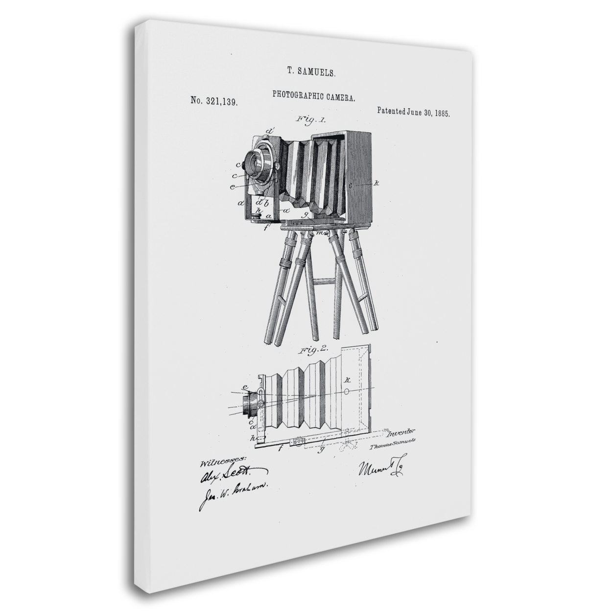 Claire Doherty 'Photographic Camera Patent 1885 White' 14 X 19 Canvas Art