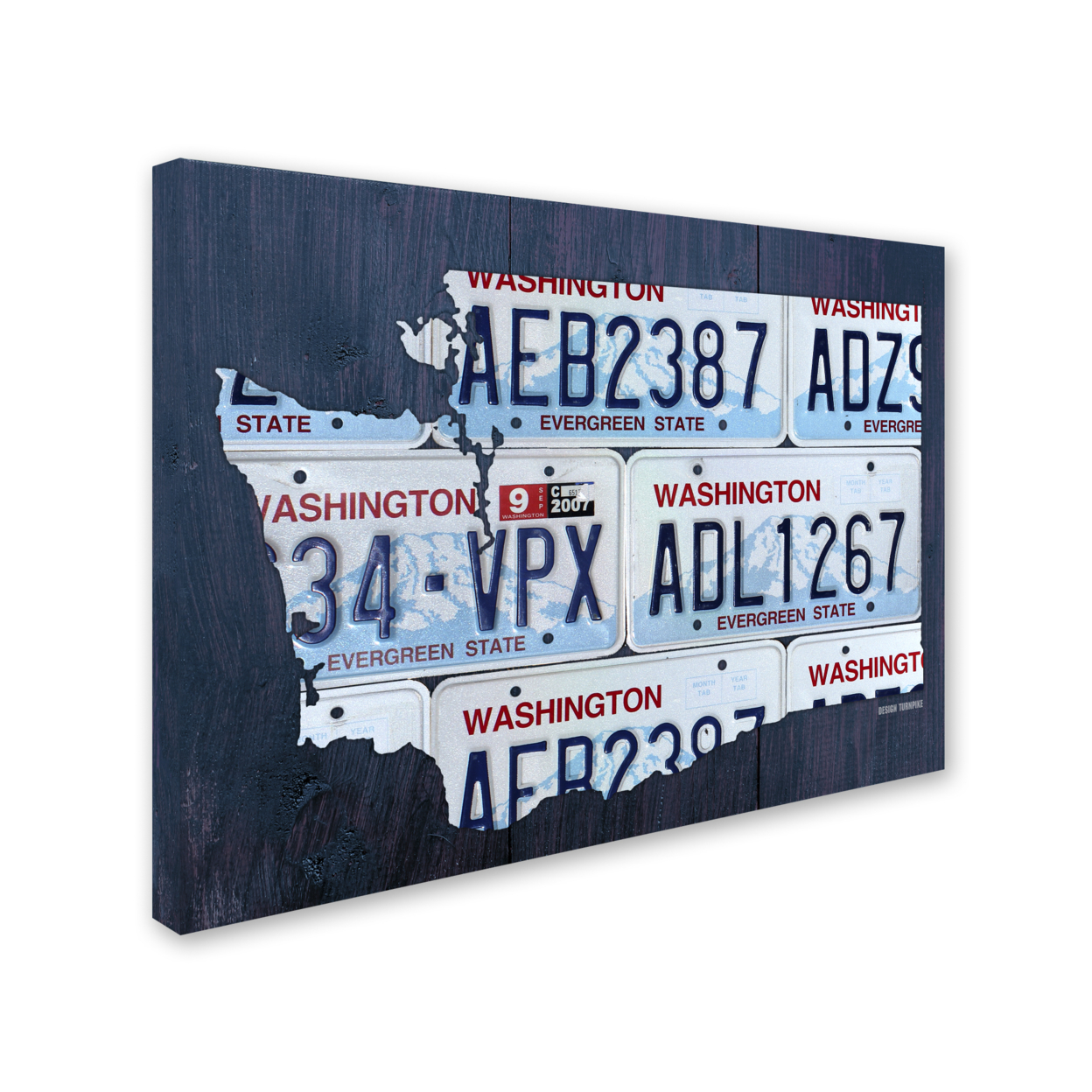 Design Turnpike 'Washington License Plate Map' 14 X 19 Canvas Art