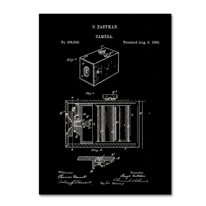 Claire Doherty 'George Eastman Camera Patent Black' 14 X 19 Canvas Art