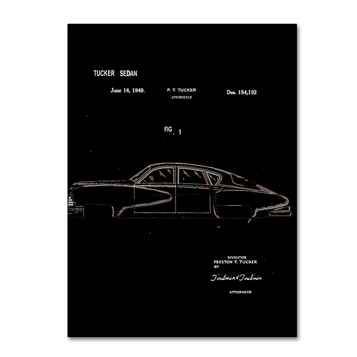 Claire Doherty 'Tucker Sedan Patent 1949 Black' 14 X 19 Canvas Art