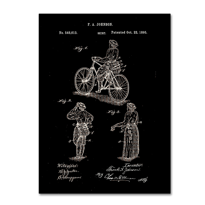 Claire Doherty 'Cycling Skirt Patent 1885 Black' 14 X 19 Canvas Art