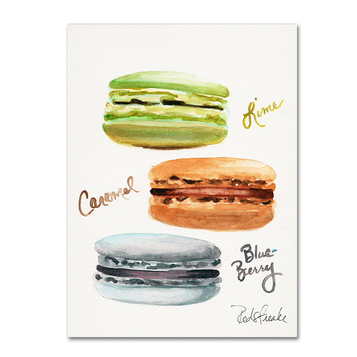 Jennifer Redstreake '3 Macarons With Words' 14 X 19 Canvas Art