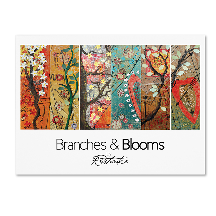 Jennifer Redstreake 'Pattern Collage Branches And Blooms' 14 X 19 Canvas Art