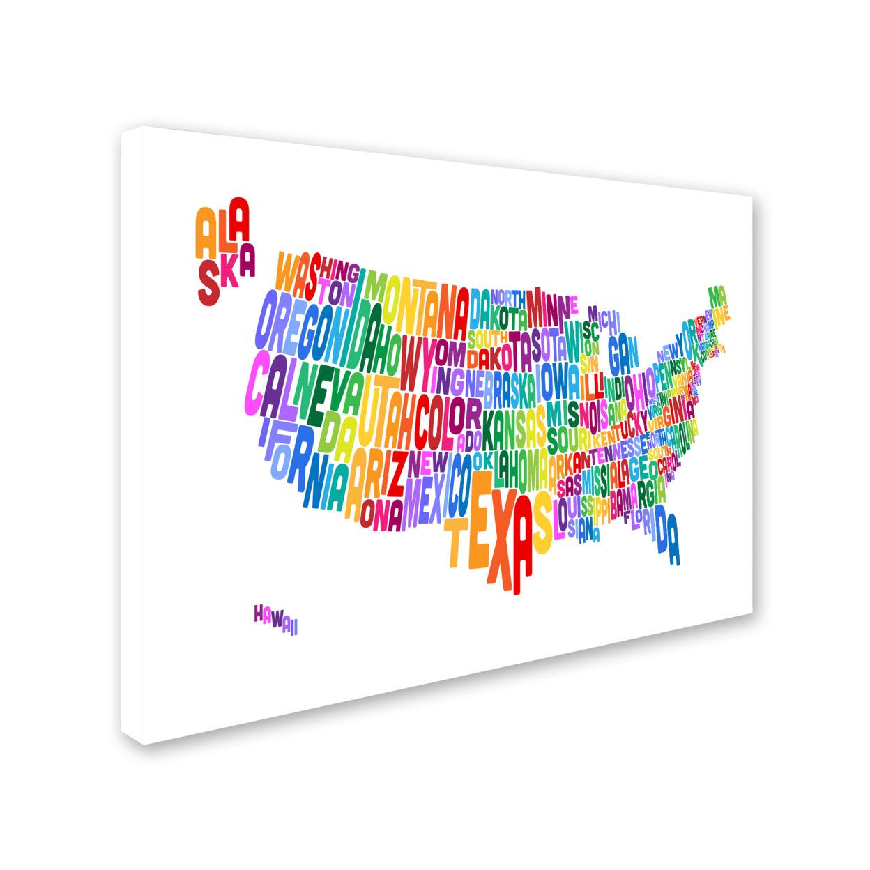 Michael Tompsett 'US Typography Text Map' 14 X 19 Canvas Art