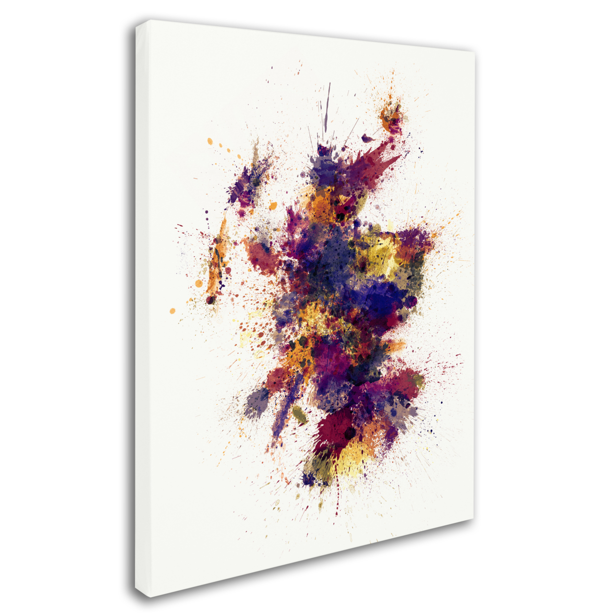 Michael Tompsett 'Scotland Paint Splashes Map 2' 14 X 19 Canvas Art