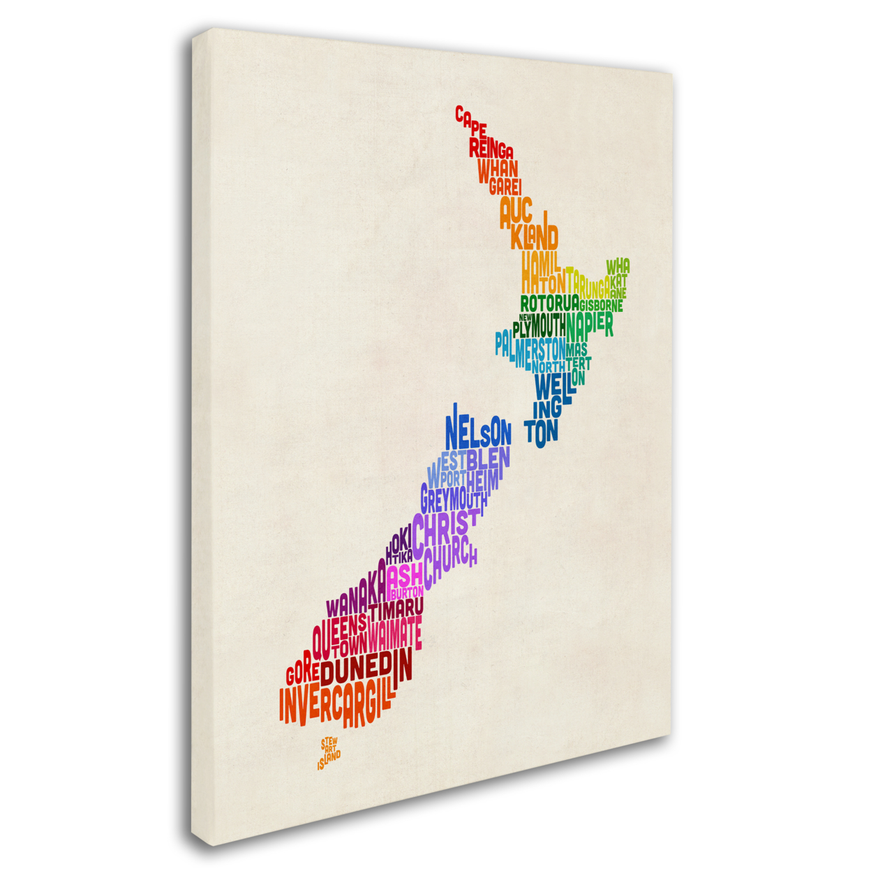 Michael Tompsett 'New Zealand Typography Map 3' 14 X 19 Canvas Art