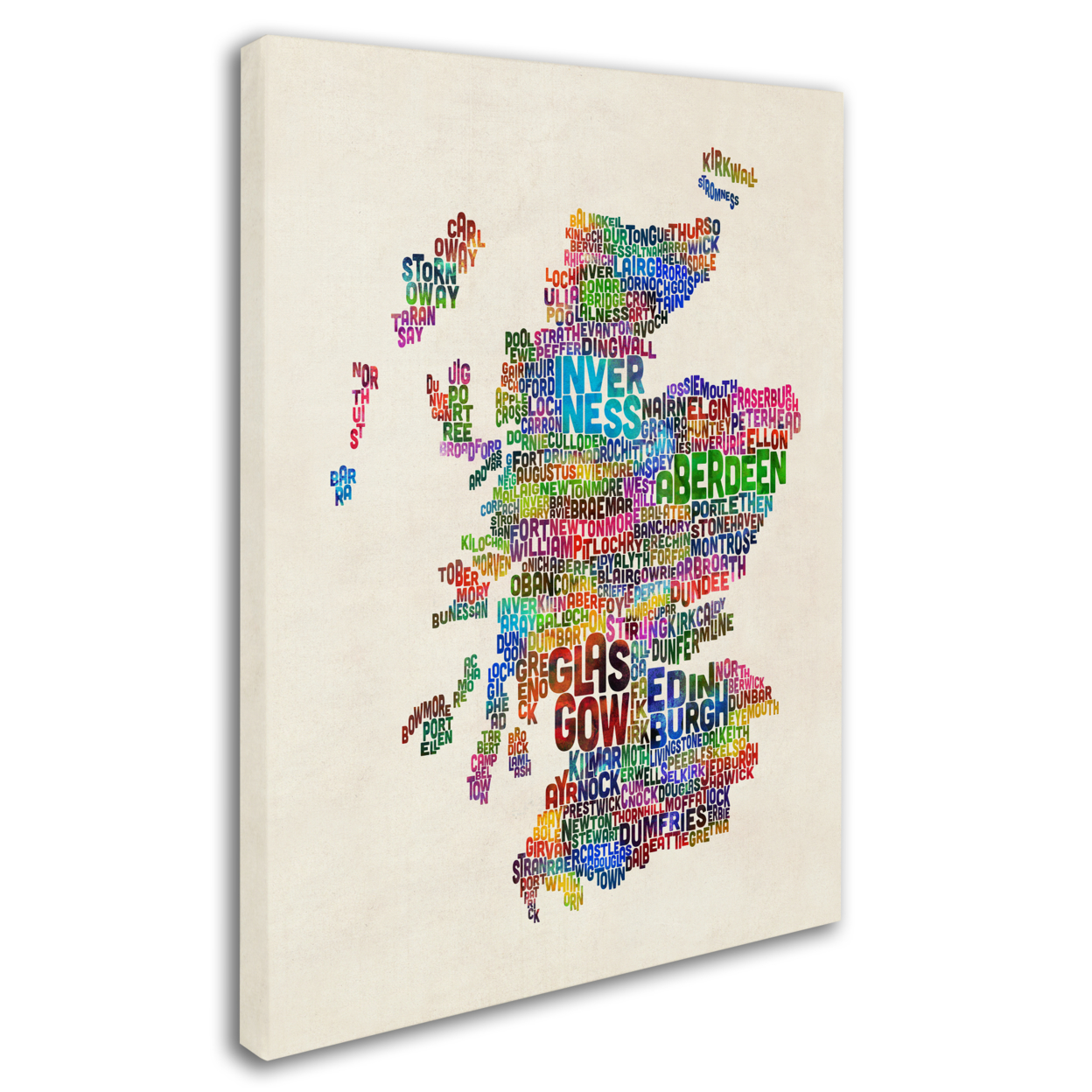 Michael Tompsett 'Scotland Typography Text Map' 14 X 19 Canvas Art