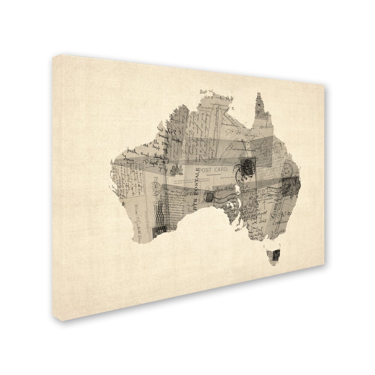 Michael Tompsett 'Old Postcard Map Of Australia' 14 X 19 Canvas Art