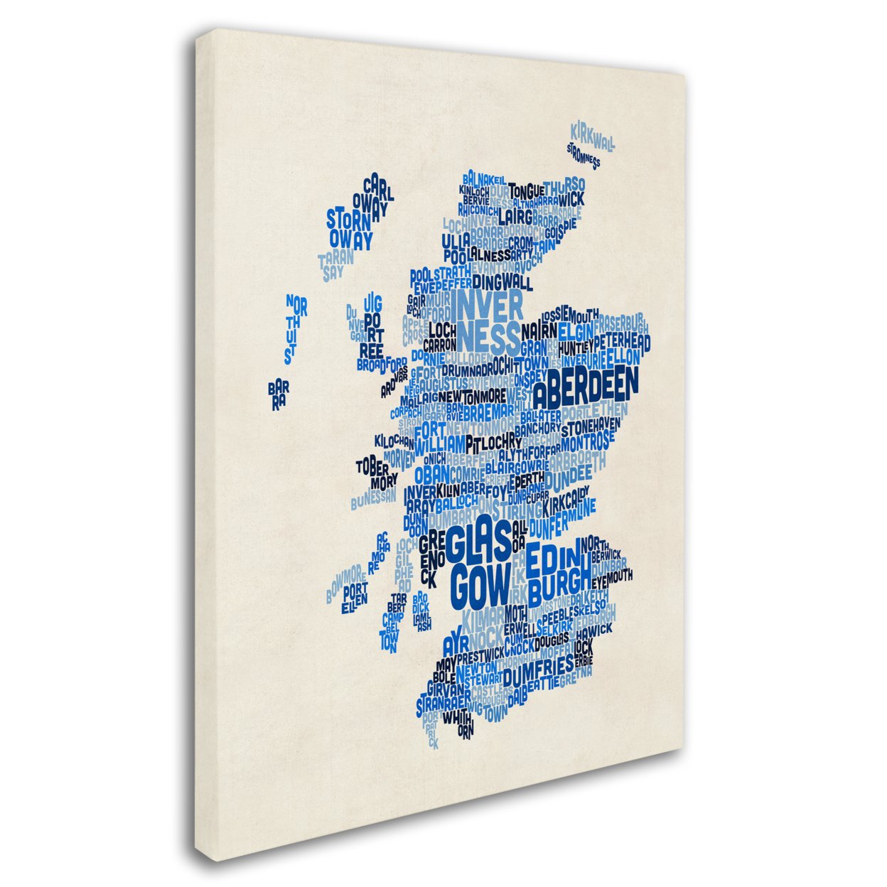 Michael Tompsett 'Scotland Typography Text Map 2' 14 X 19 Canvas Art