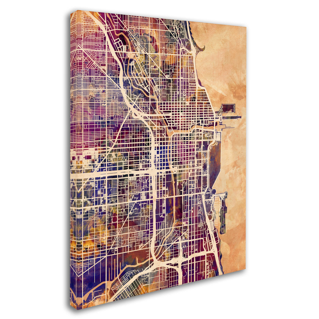 Michael Tompsett 'Chicago City Street Map' 14 X 19 Canvas Art