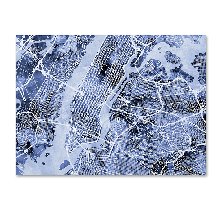 Michael Tompsett 'New York City Street Map B&W' 14 X 19 Canvas Art