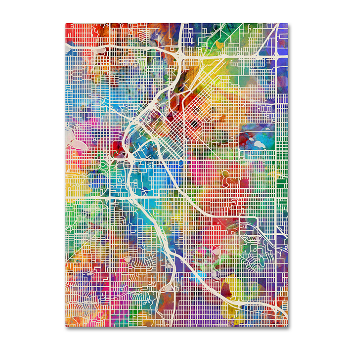 Michael Tompsett 'Denver Colorado Street Map' 14 X 19 Canvas Art