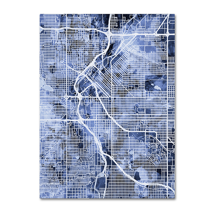 Michael Tompsett 'Denver Colorado Street Map B&W' 14 X 19 Canvas Art