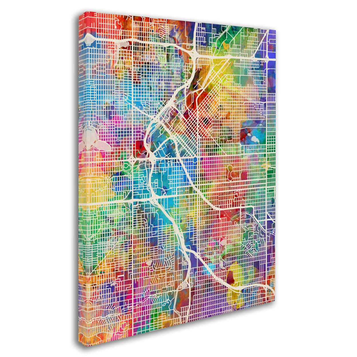 Michael Tompsett 'Denver Colorado Street Map' 14 X 19 Canvas Art