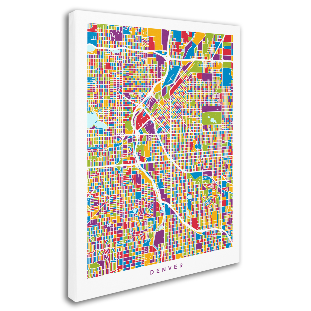 Michael Tompsett 'Denver Colorado Street Map 2' 14 X 19 Canvas Art
