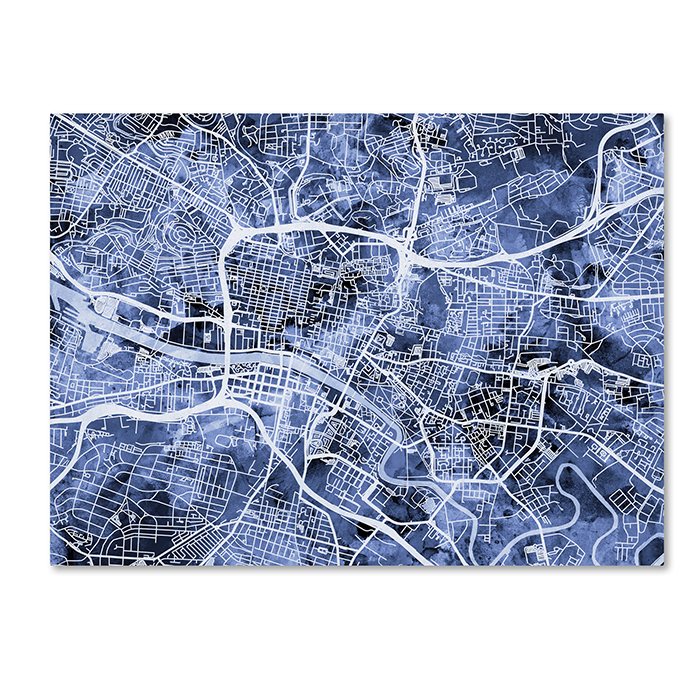 Michael Tompsett 'Glasgow Street Map B&W' 14 X 19 Canvas Art