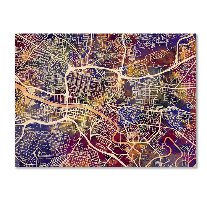 Michael Tompsett 'Glasgow Street Map II' 14 X 19 Canvas Art