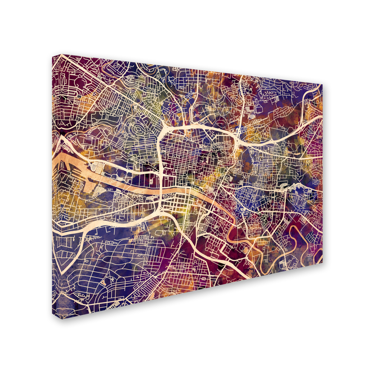 Michael Tompsett 'Glasgow Street Map II' 14 X 19 Canvas Art