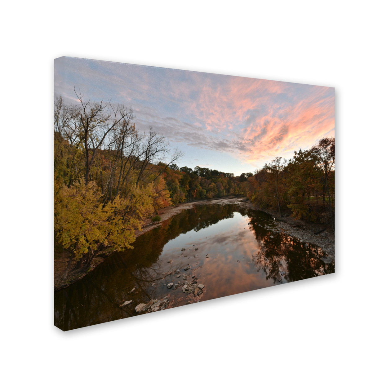 Kurt Shaffer 'Rocky River Autumn Sunset' 14 X 19 Canvas Art