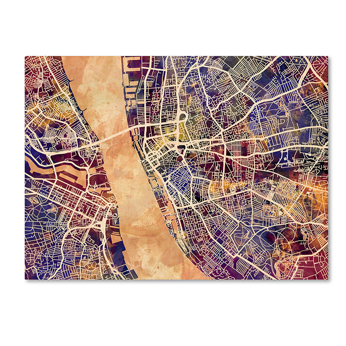 Michael Tompsett 'Liverpool England Street Map 2' 14 X 19 Canvas Art