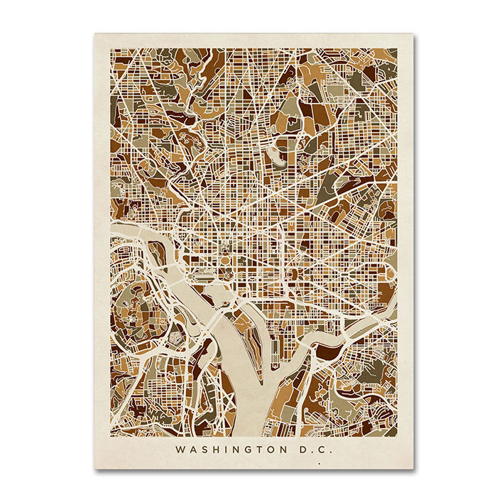 Michael Tompsett 'Washington DC Street Map 3' 14 X 19 Canvas Art