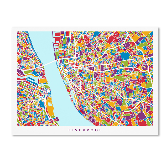 Michael Tompsett 'Liverpool England Street Map 4' 14 X 19 Canvas Art