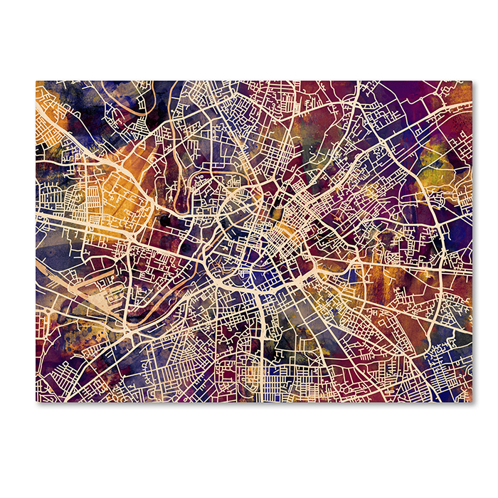 Michael Tompsett 'Manchester Street Map' 14 X 19 Canvas Art